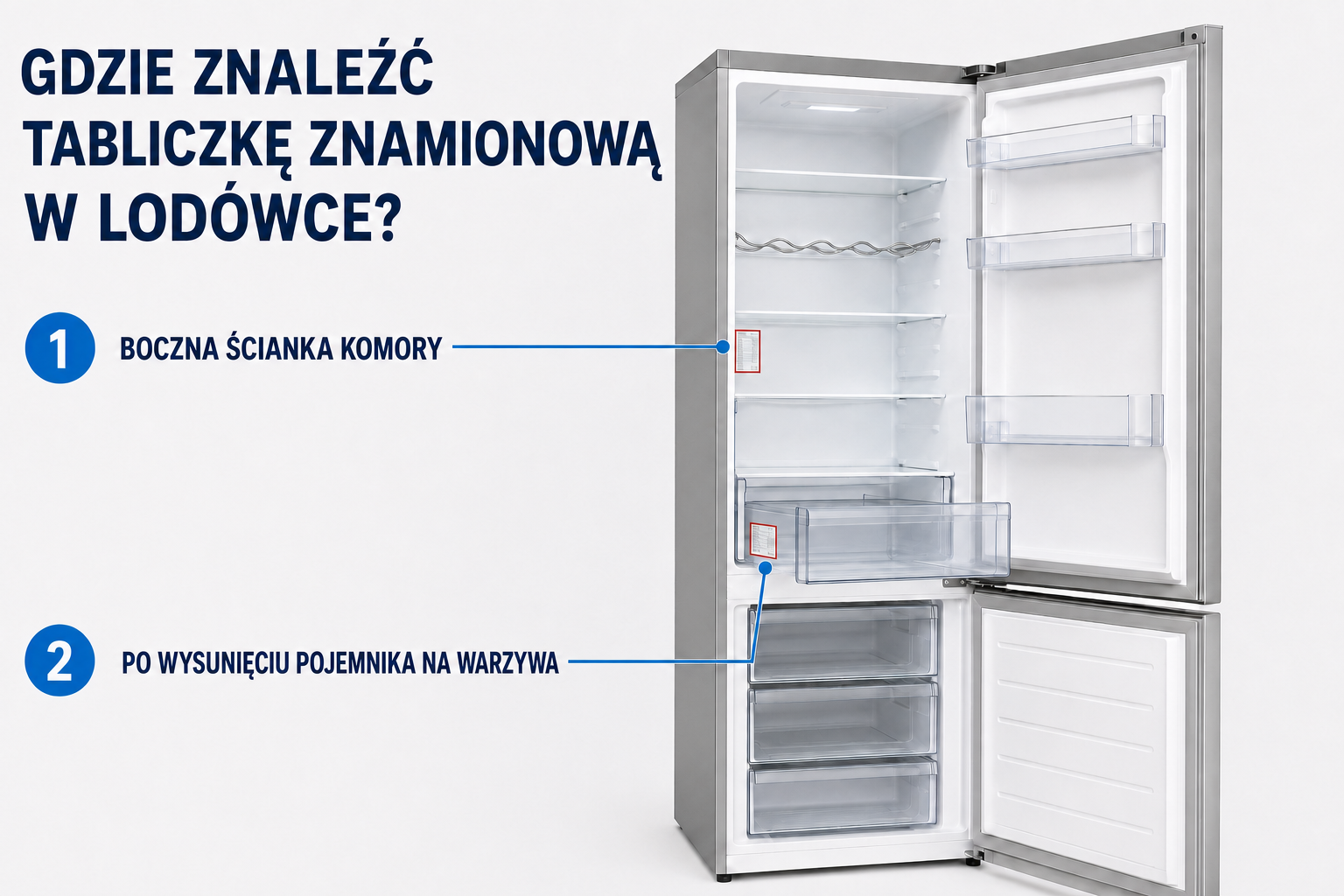 Najczęstsze miejsca tabliczki znamionowej w lodówce